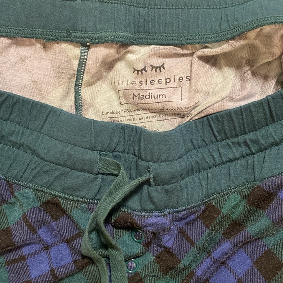 Little Sleepies Emerald Plaid Jogger PJ Pants - Picture 2 of 4
